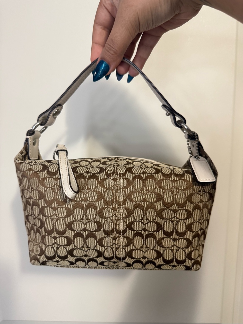 Coach Brown and Cream Signature Canvas Shoulder Bag